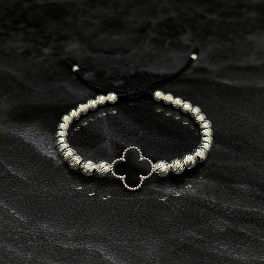 Lucky Clover Bracelet / Black / 925 Silver