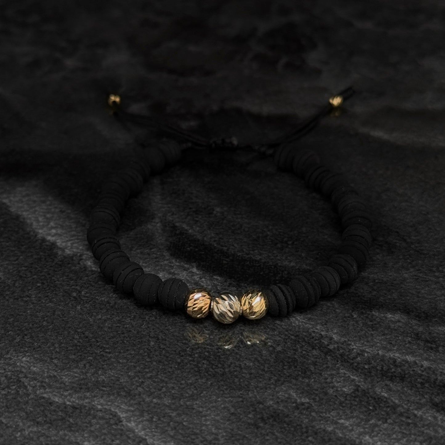 Woven Bracelet / 18K Gold Balls / Three Golds