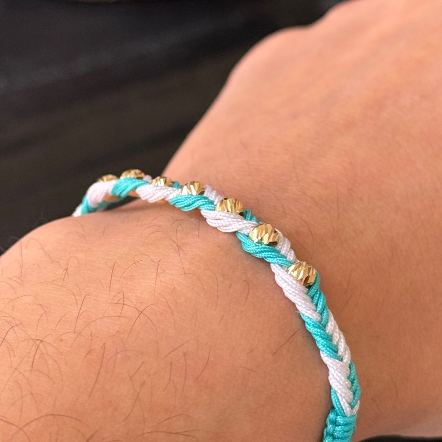 Woven Intertwined Bracelet / 18K Gold Balls