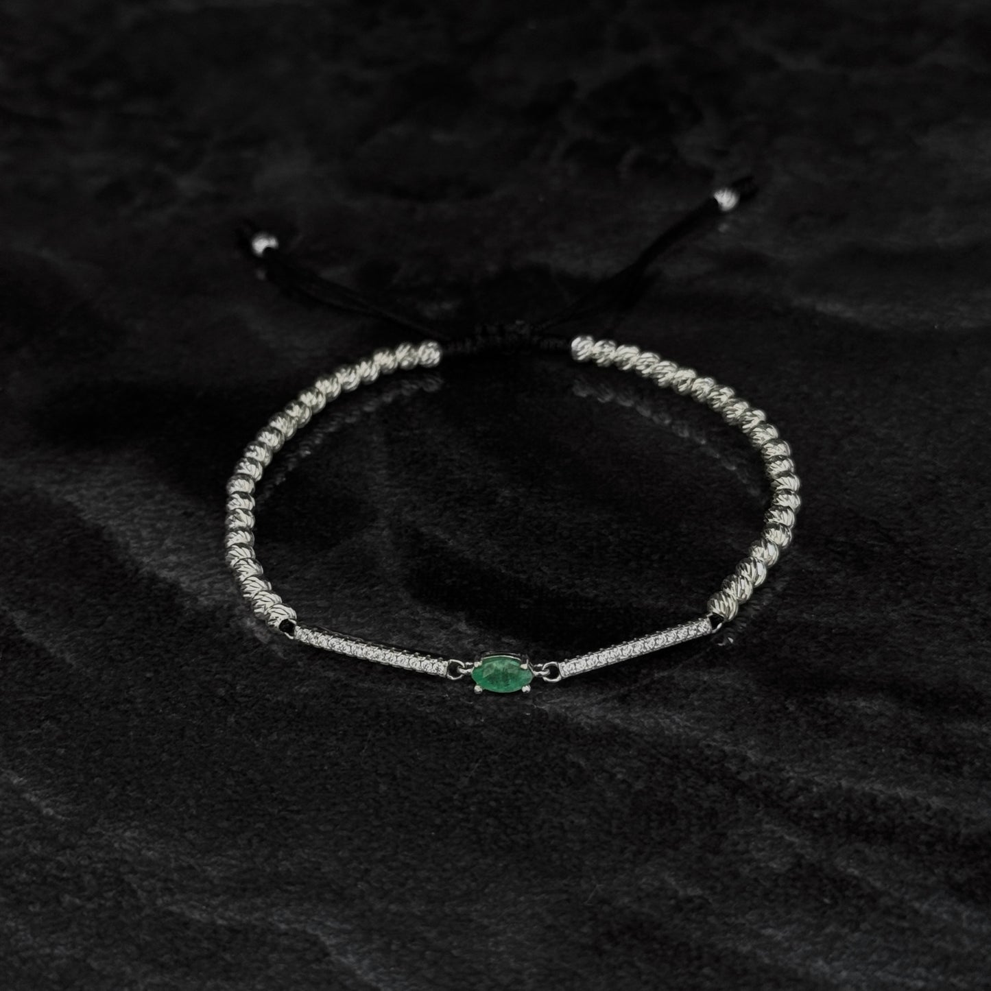 Pulsera Tejida / Esmeralda Colombiana / Plata 925