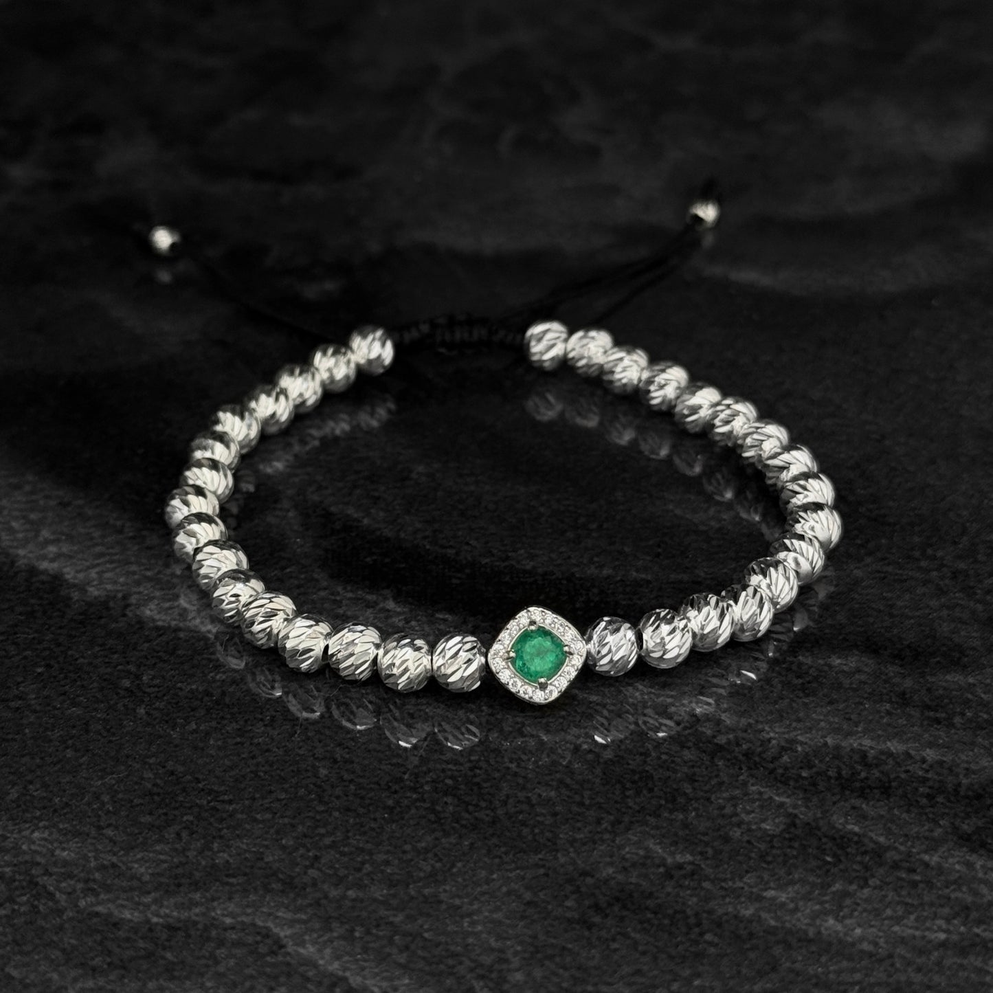 Pulsera Tejida / Esmeralda Colombiana / Plata 925