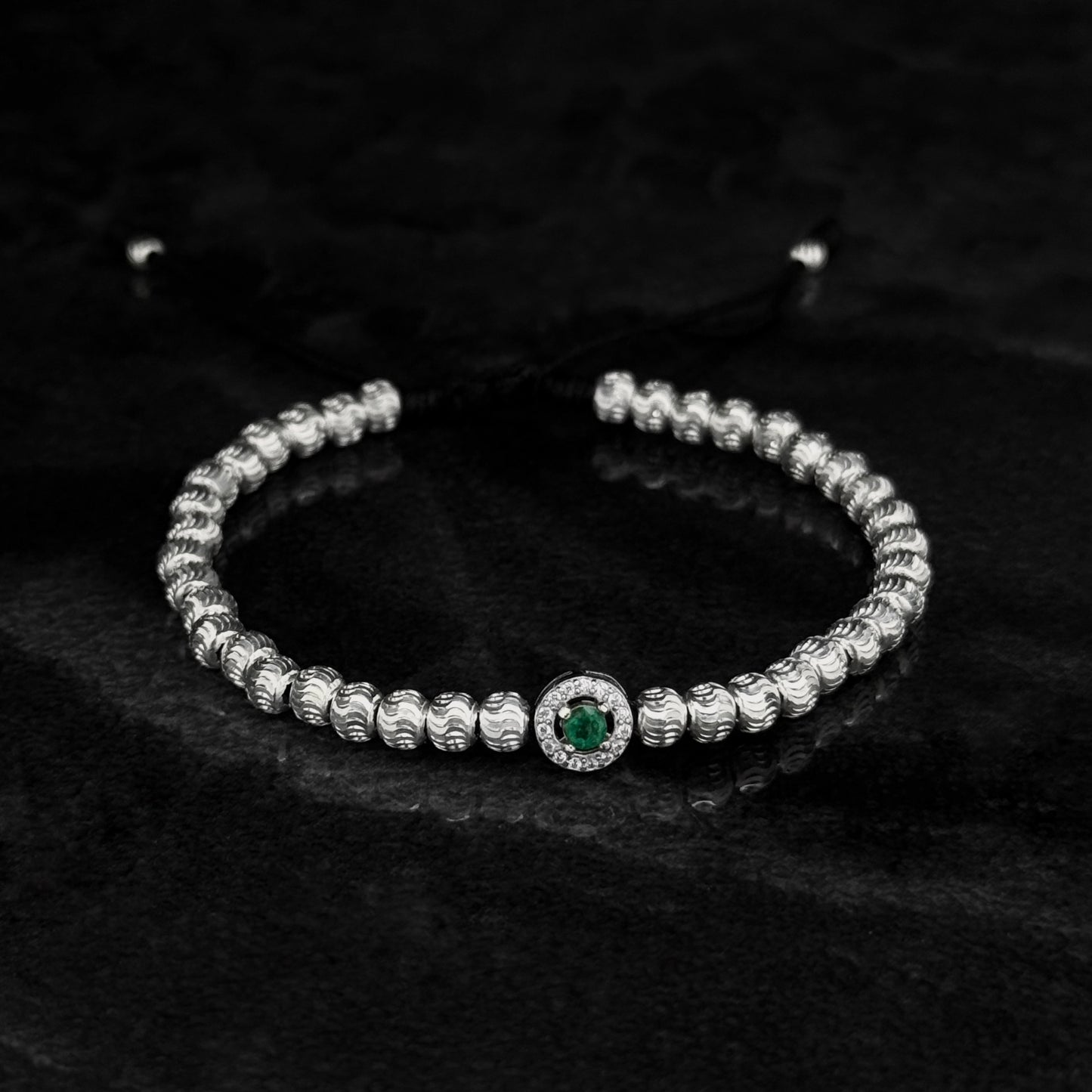 Pulsera Tejida de Lujo / Esmeralda Colombiana / Plata 925