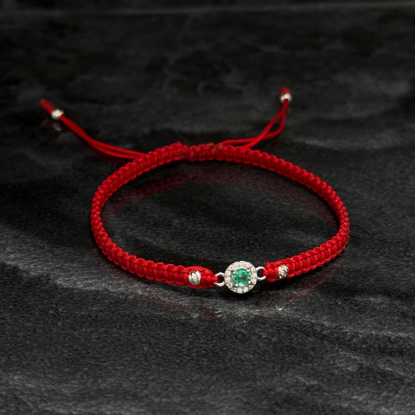 Pulsera Tejida / Esmeralda Colombiana / Plata 925