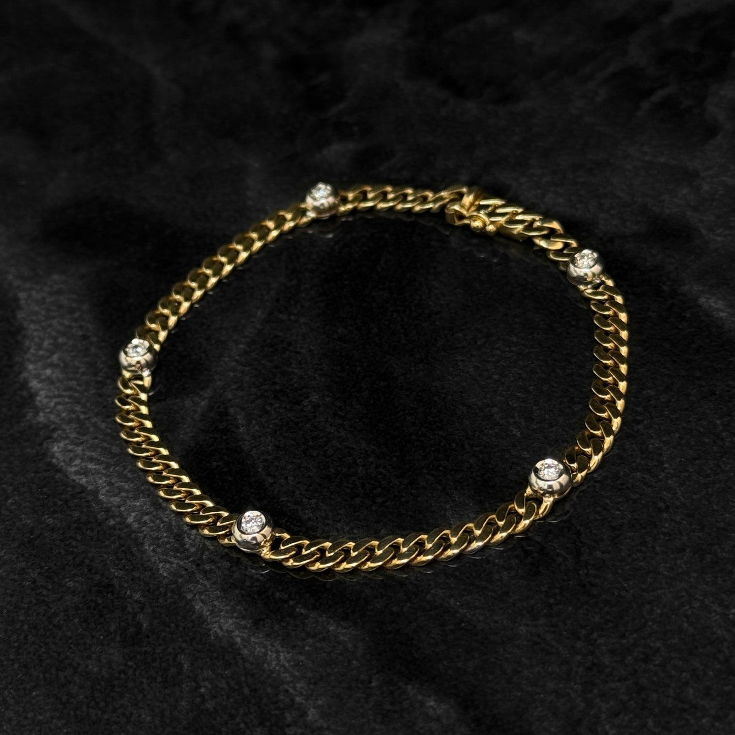 Pulsera Cubana Alta Joyería / Diamantes Naturales / Oro 18K