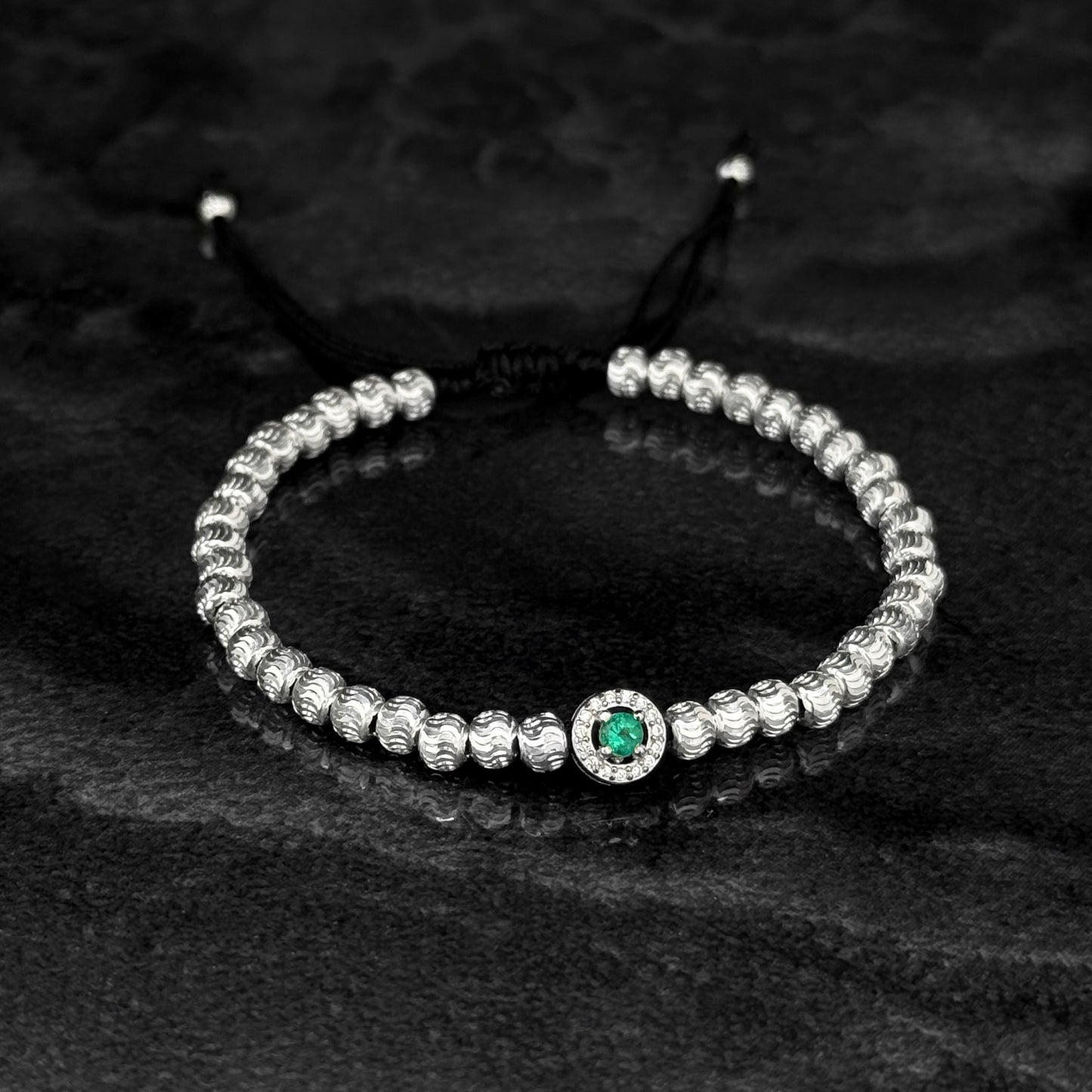 Pulsera Tejida / Esmeralda Colombiana / Plata 925