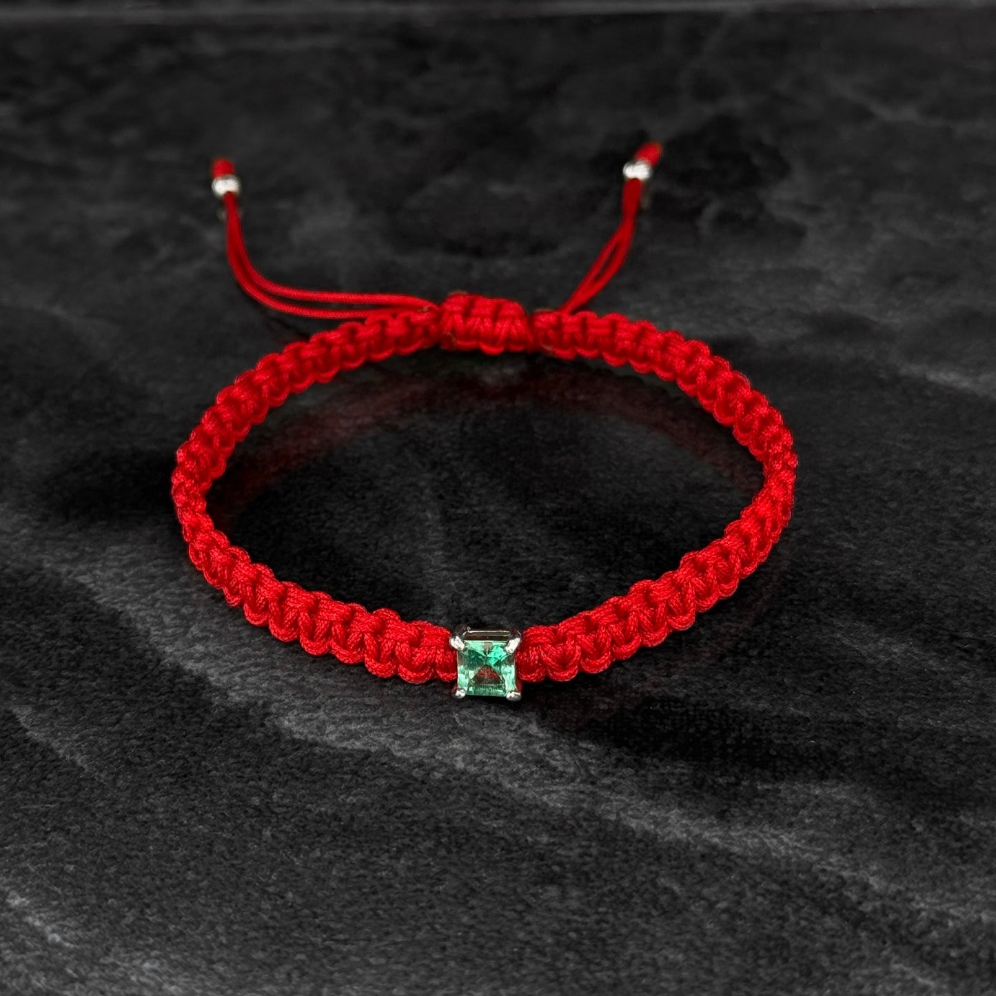 Pulsera Tejida / Esmeralda Colombiana / Plata 925
