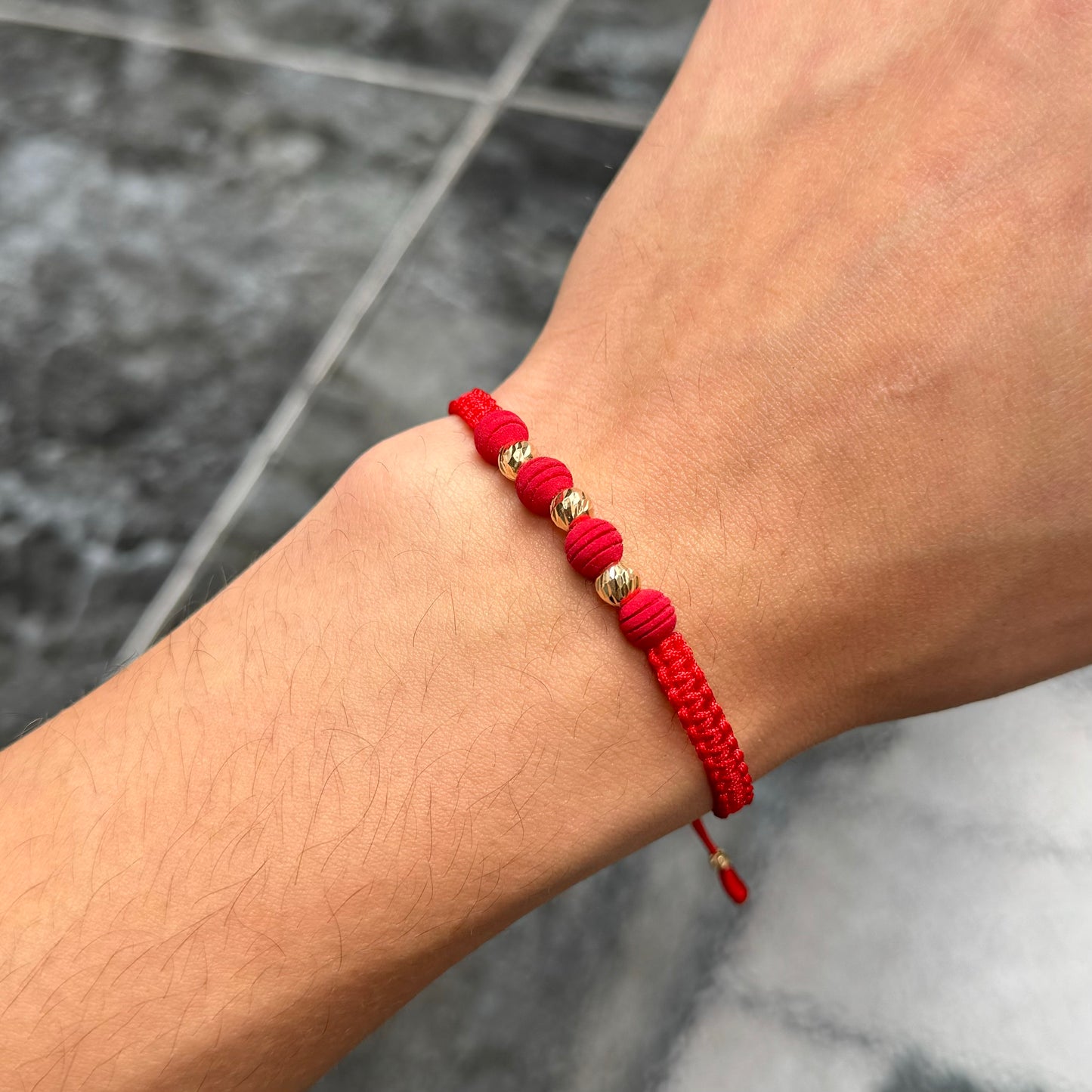 Woven Bracelet / 18K Gold Balls