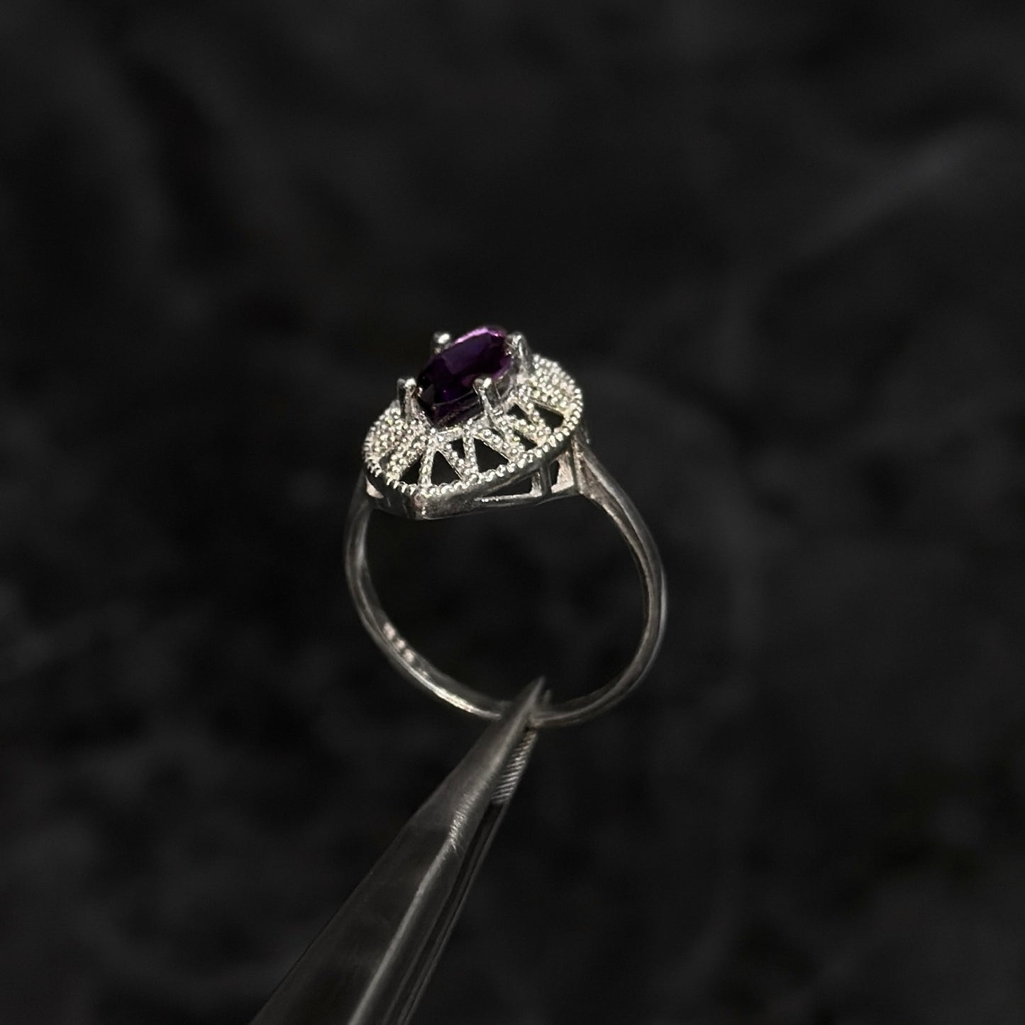 Anillo de Lujo #6.5 / Amatista Natural / Plata 925