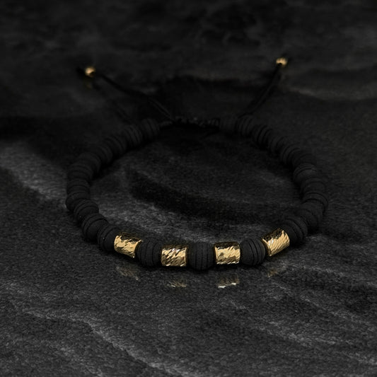 Exclusive Woven Bracelet / Cylinders & 18K Gold Balls