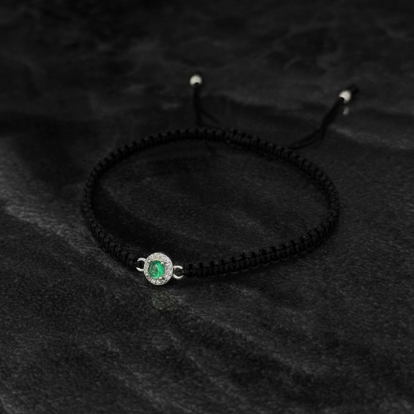 Pulsera Tejida / Esmeralda Colombiana / Plata 925
