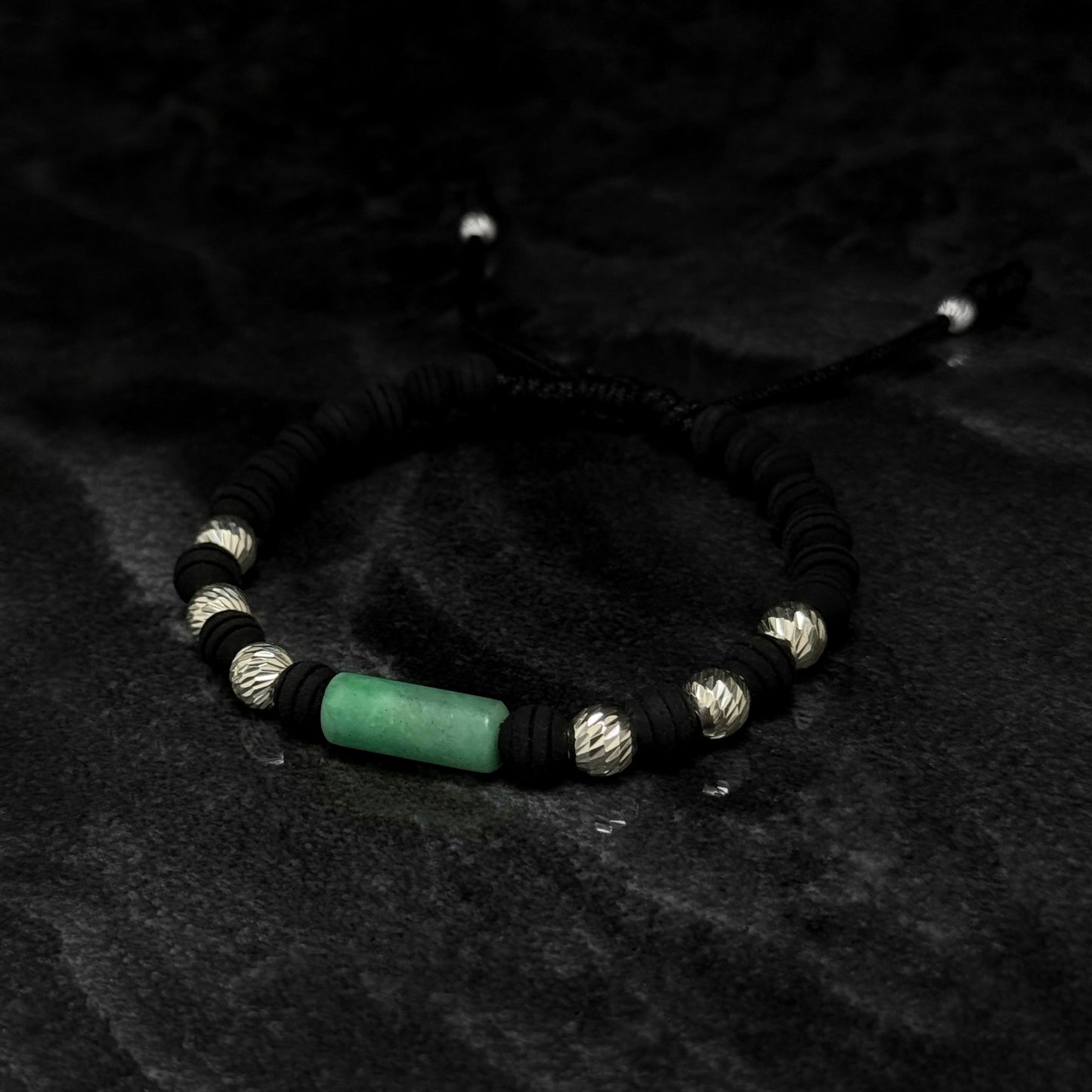 Pulsera Tejida / Cilindro de Esmeralda Colombiana / Plata 925