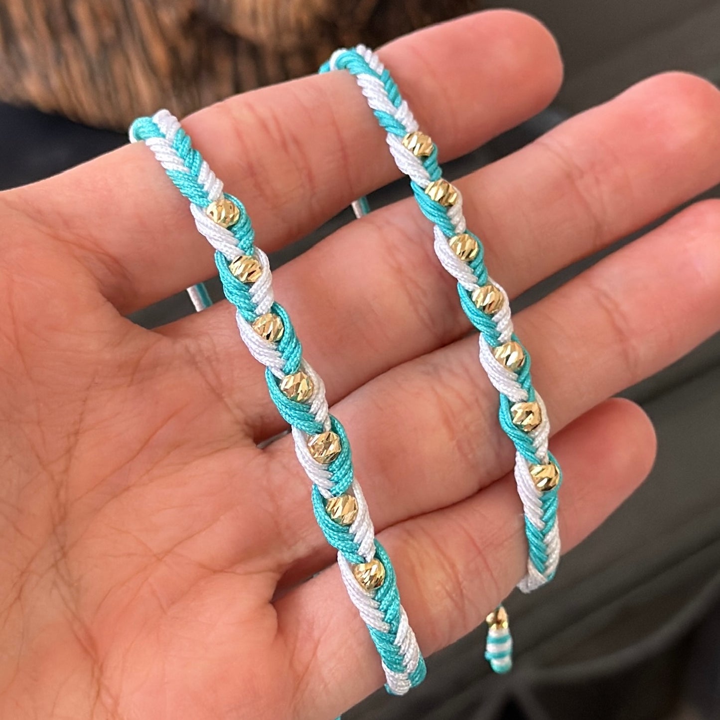 Woven Intertwined Bracelet / 18K Gold Balls