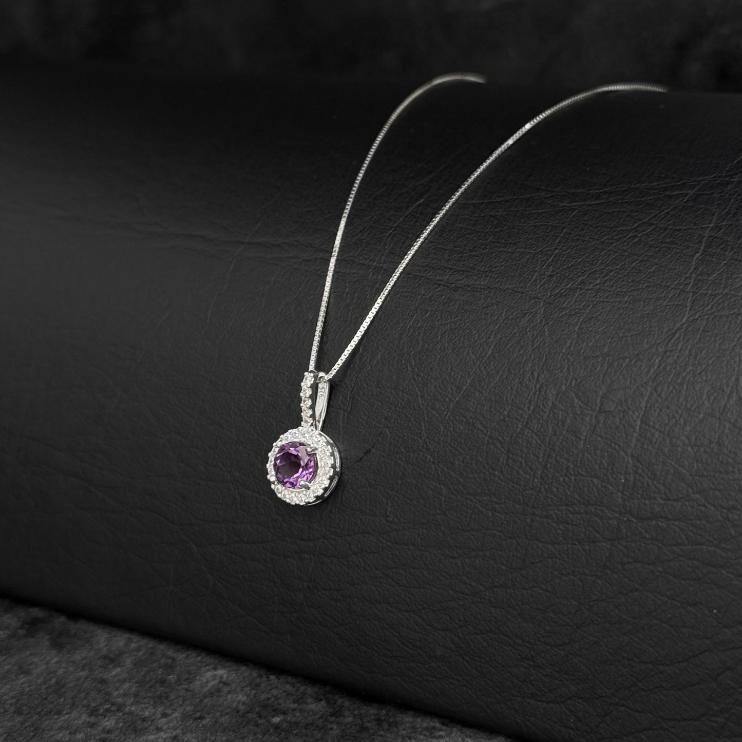 Cadena Veneciana / Dije Amatista Certificada / Plata 925