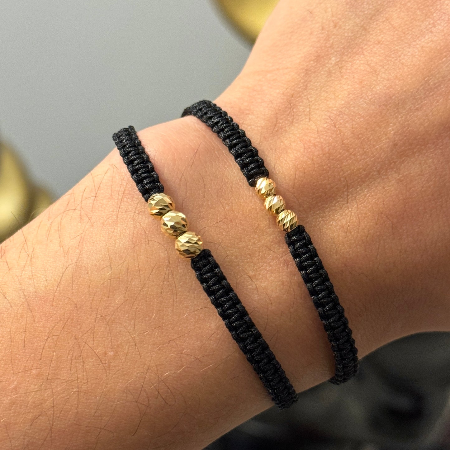 Woven Bracelets / 18K Gold Balls