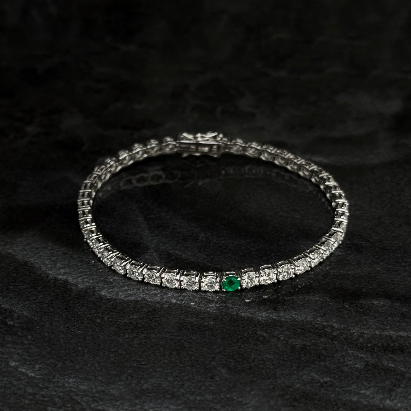 Pulsera Tenis 4mm / Moissanitas / Esmeralda / Plata 925