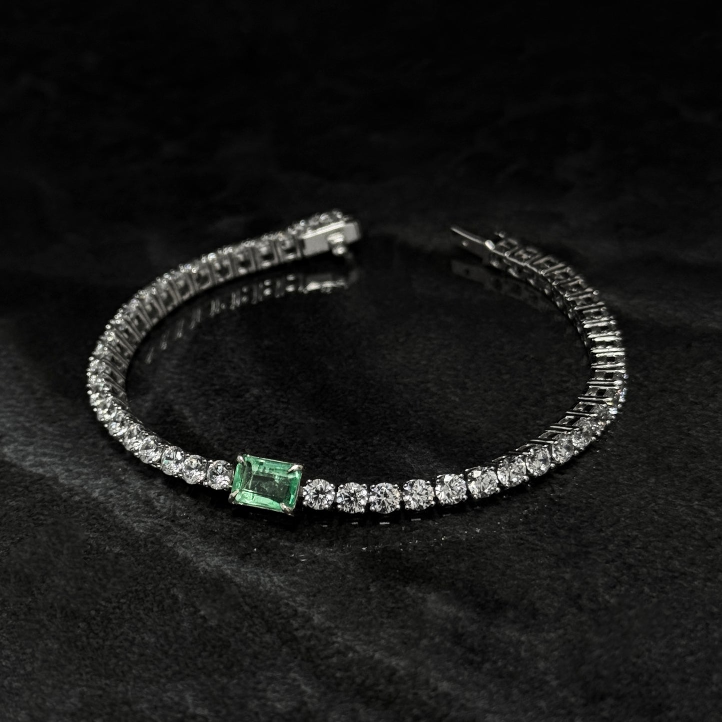 Pulsera Tenis Exclusiva / Esmeralda Colombiana / Circones / Plata 925