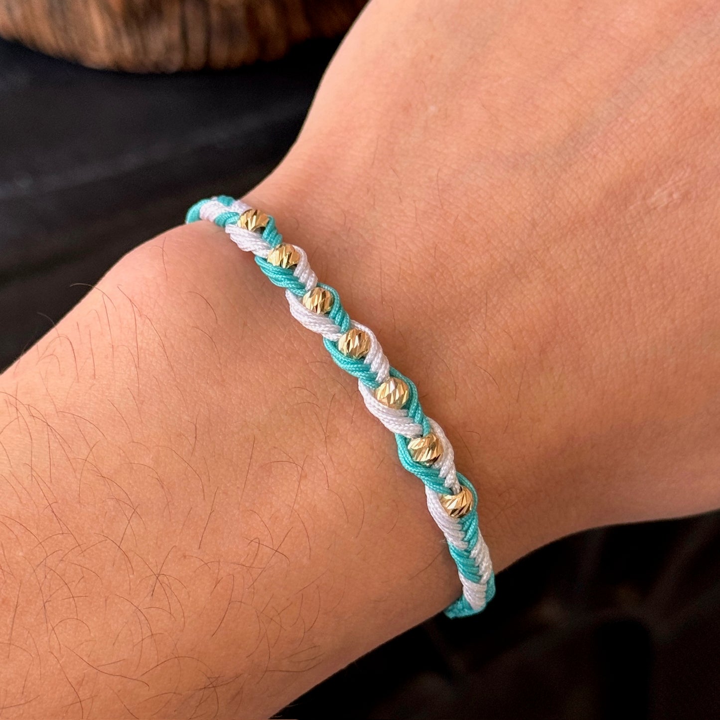 Woven Intertwined Bracelet / 18K Gold Balls