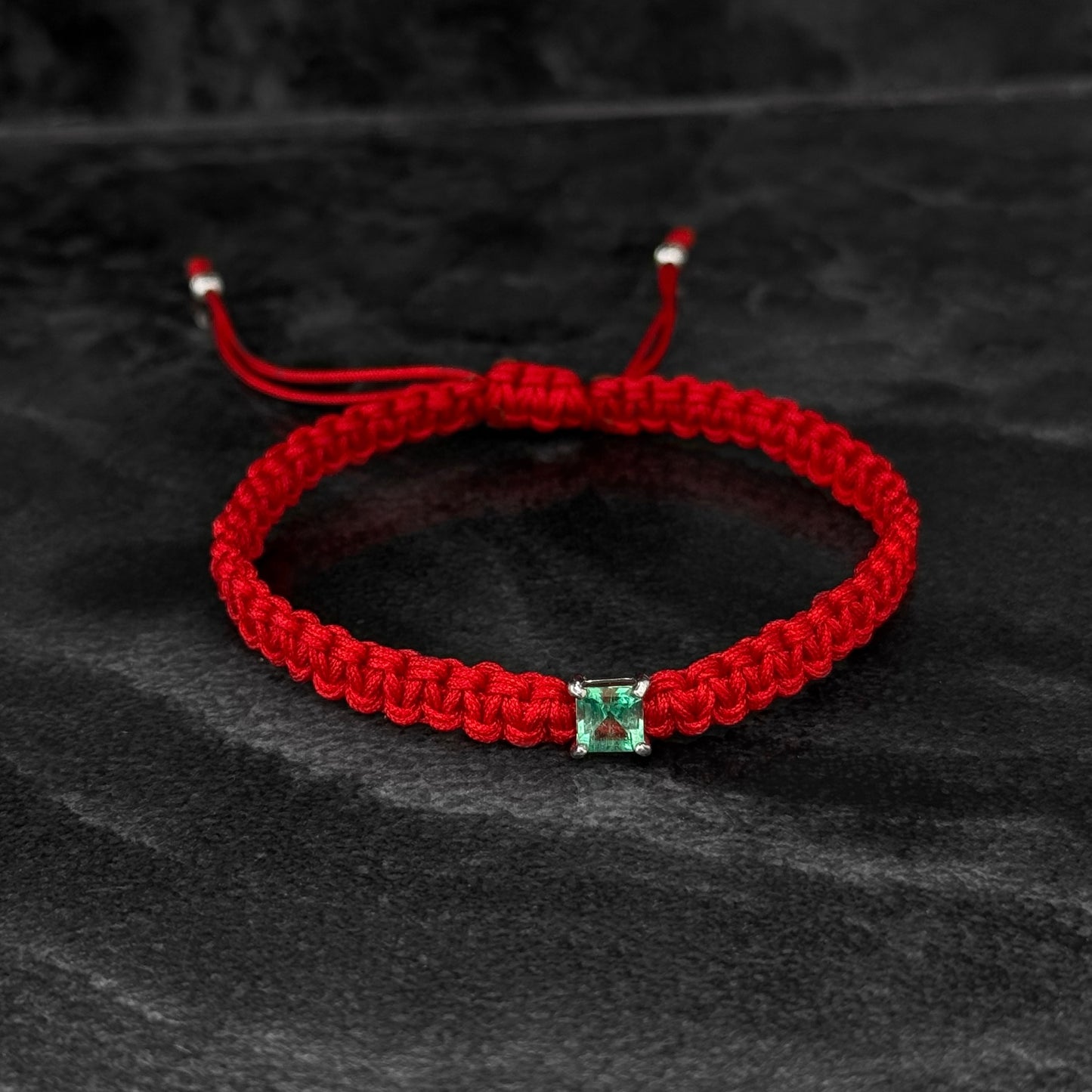 Pulsera Tejida / Esmeralda Colombiana / Plata 925