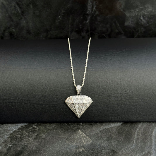 60cm Chain / Diamond Pendant / 925 Silver