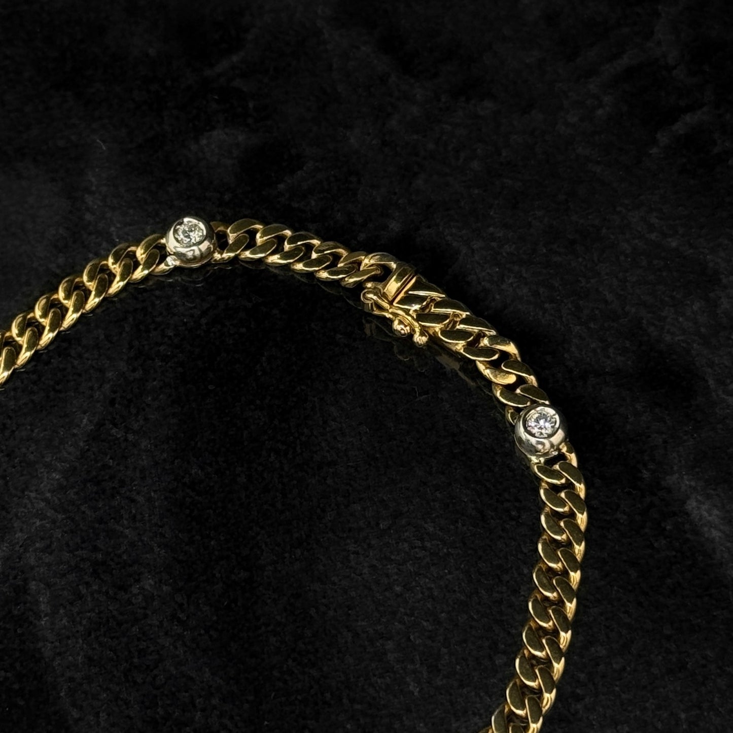 Pulsera Cubana Alta Joyería / Diamantes Naturales / Oro 18K
