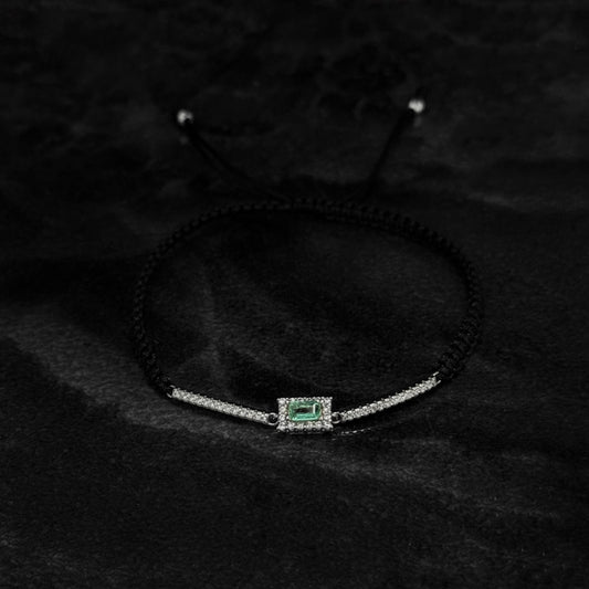 Pulsera Tejida Exclusiva / Esmeralda Colombiana / Plata 925