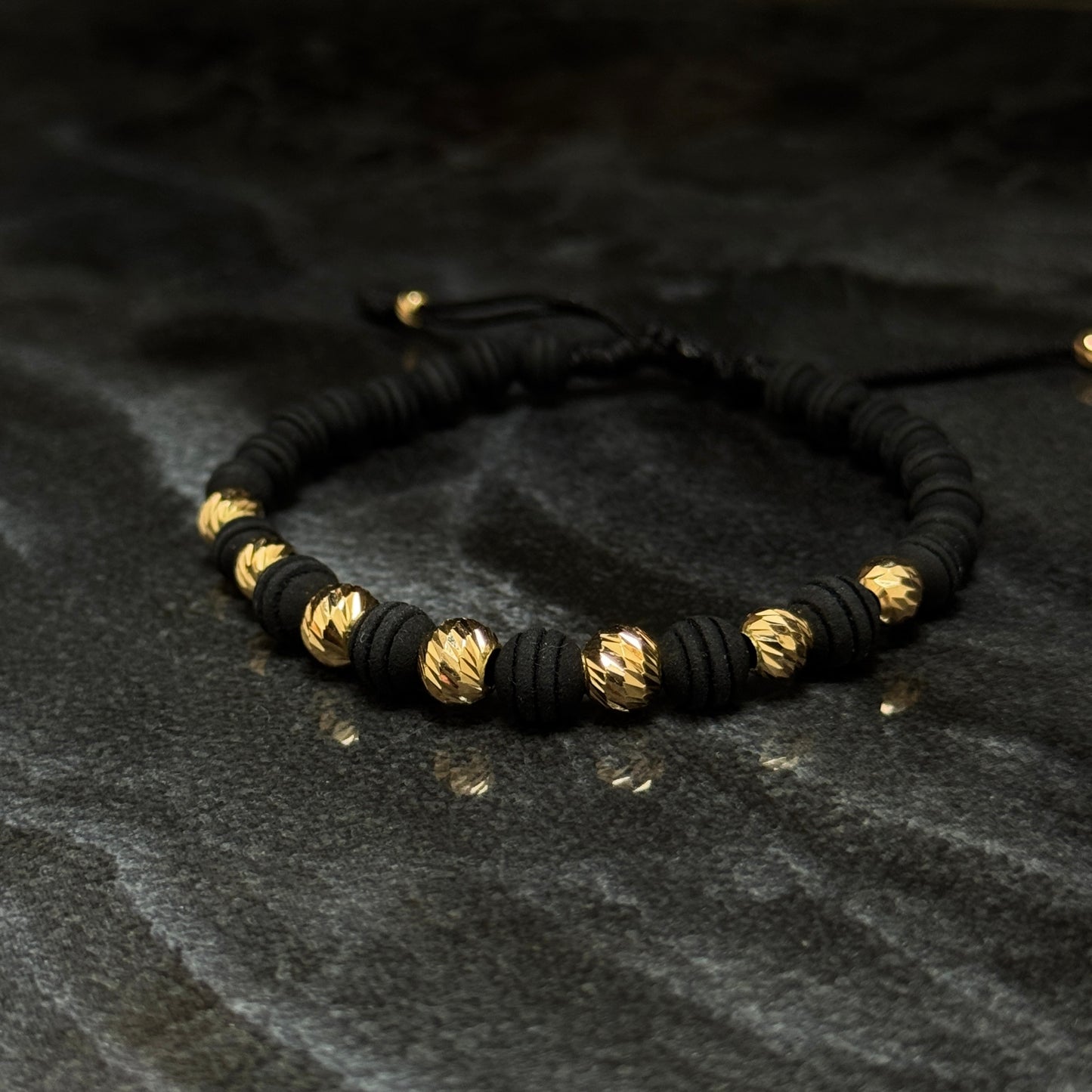 Woven Bracelet / 18K Gold Balls