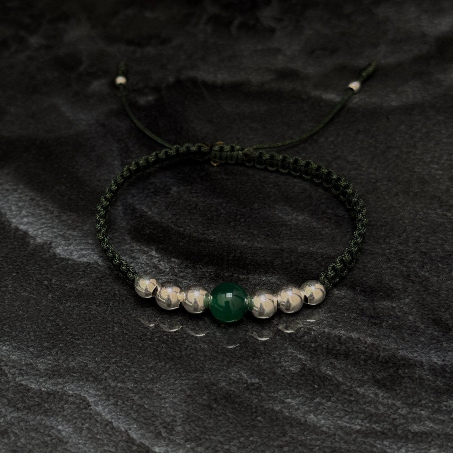 Woven Bracelet / Natural Stone / 925 Silver