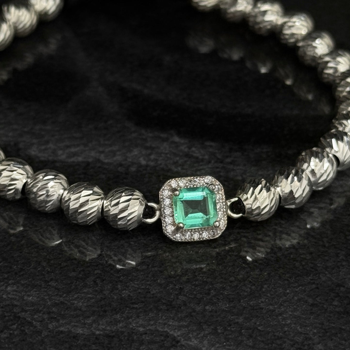 Pulsera Tejida / Esmeralda Colombiana / Plata 925