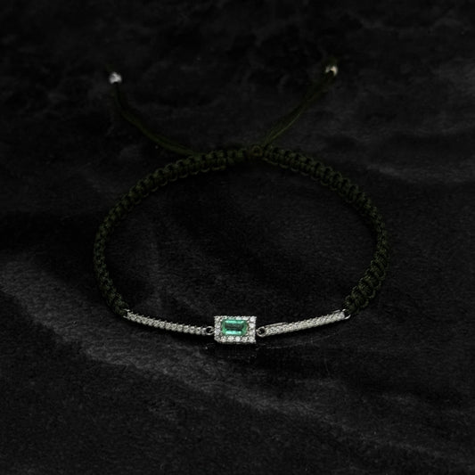 Pulsera Tejida Exclusiva / Esmeralda Colombiana / Plata 925