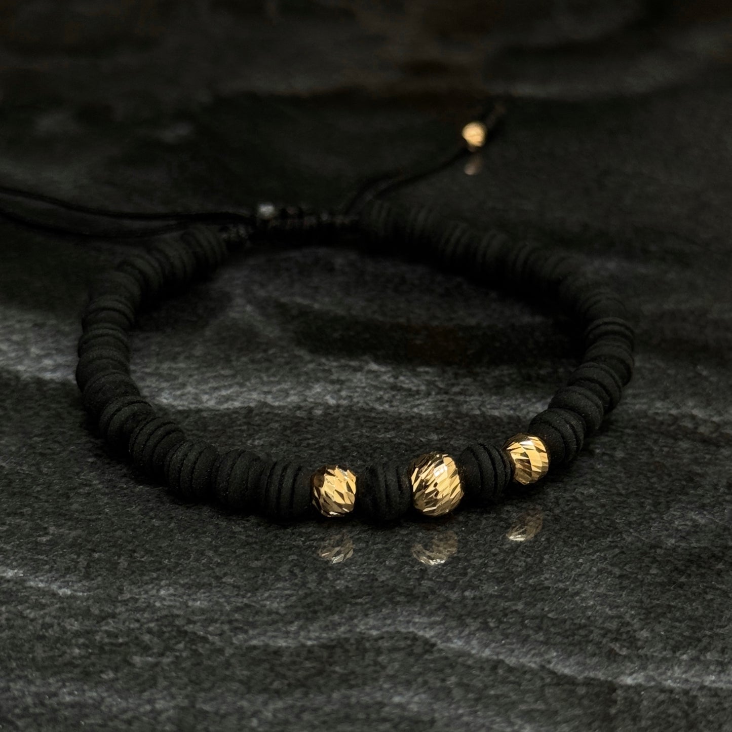 Pulsera Tejida / Balines Oro 18K