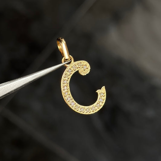 Initial “C” Pendant / Diamonds / 18K Gold