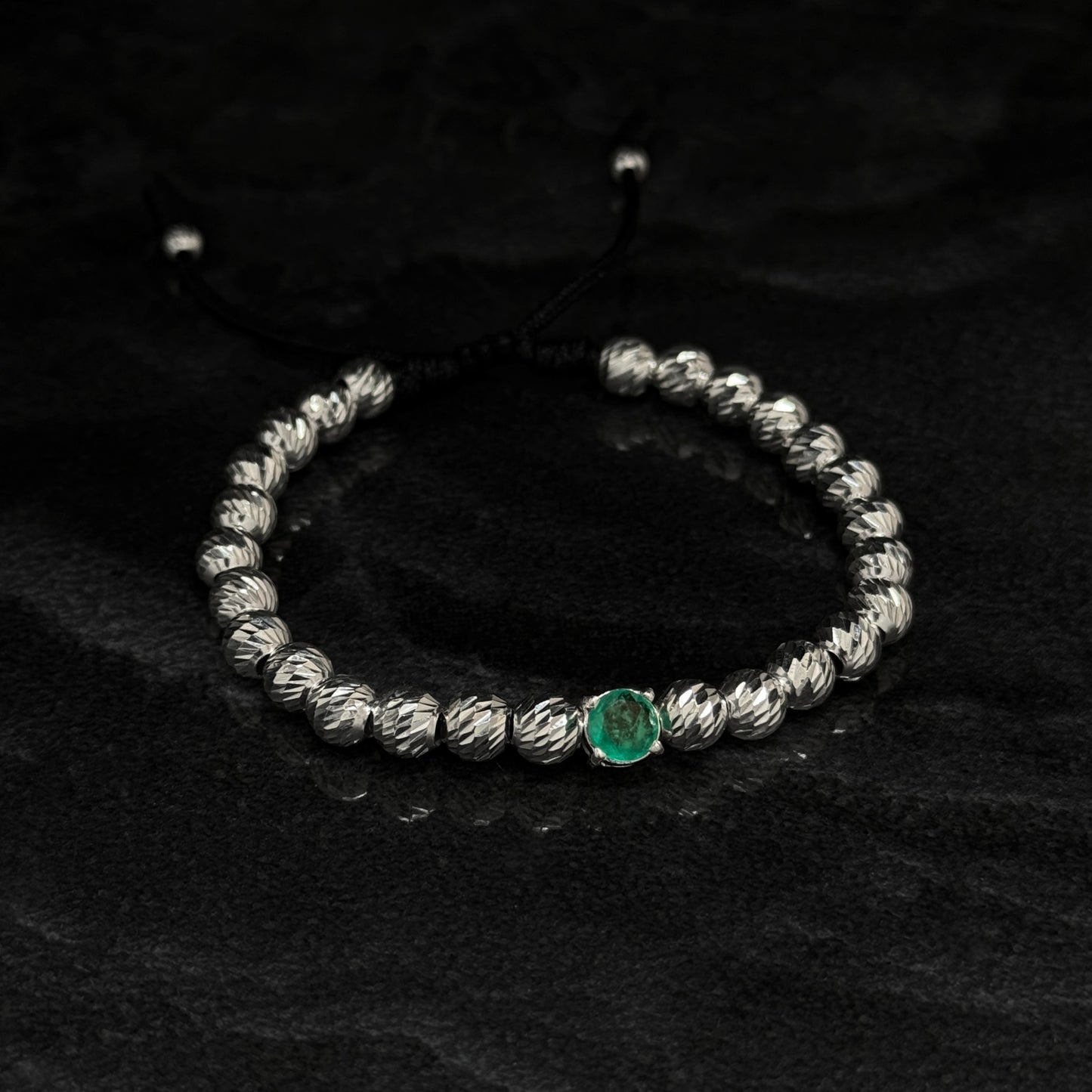Pulsera Tejida / Esmeralda Colombiana / Plata 925