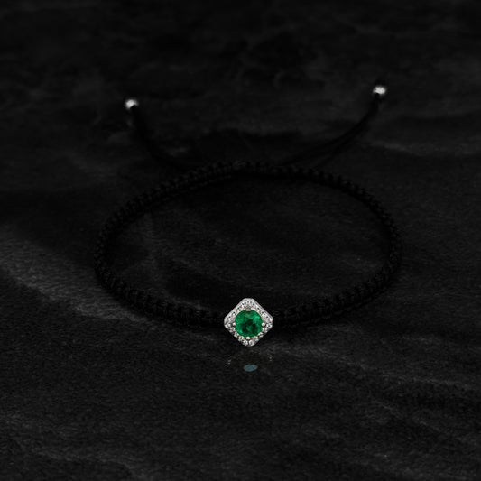 Pulsera Tejida de Lujo / Esmeralda Colombiana / Plata 925