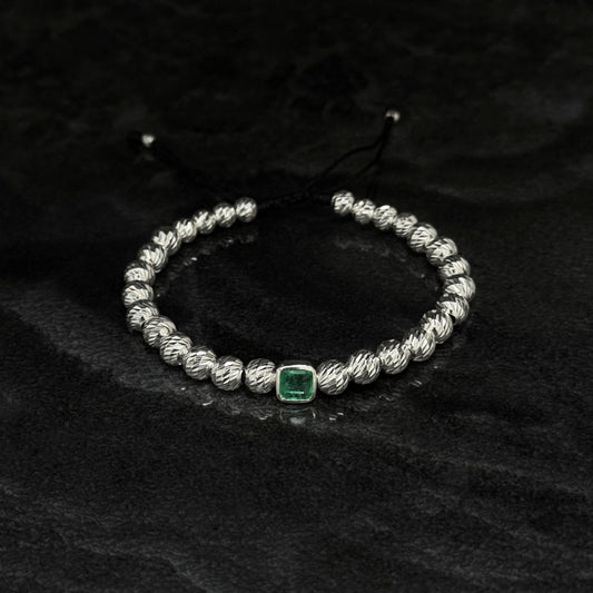 Pulsera Tejida Exclusiva / Esmeralda Colombiana / Plata 925