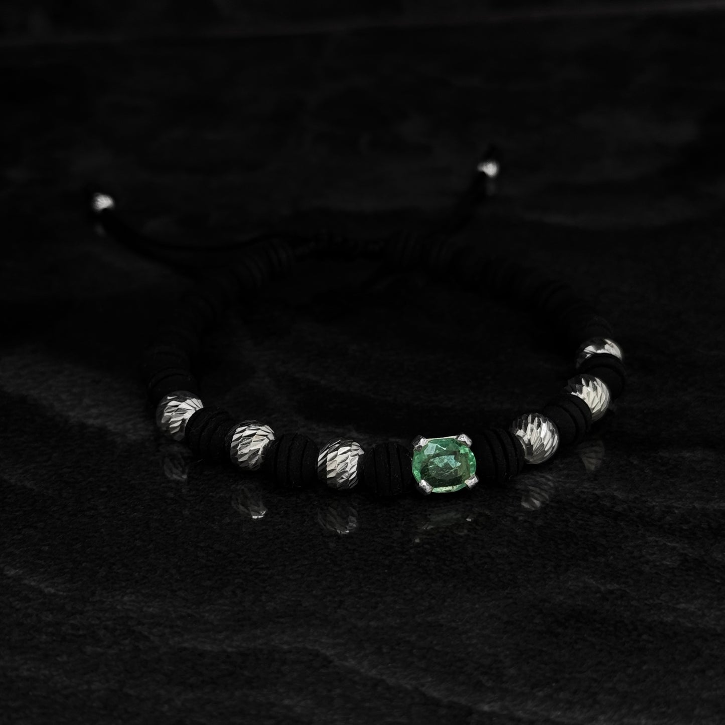 Pulsera Tejida / Esmeralda Colombiana / Plata 925