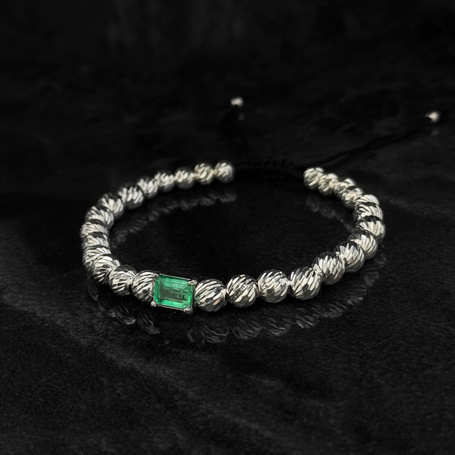 Pulsera Tejida de Lujo / Esmeralda Colombiana / Plata 925