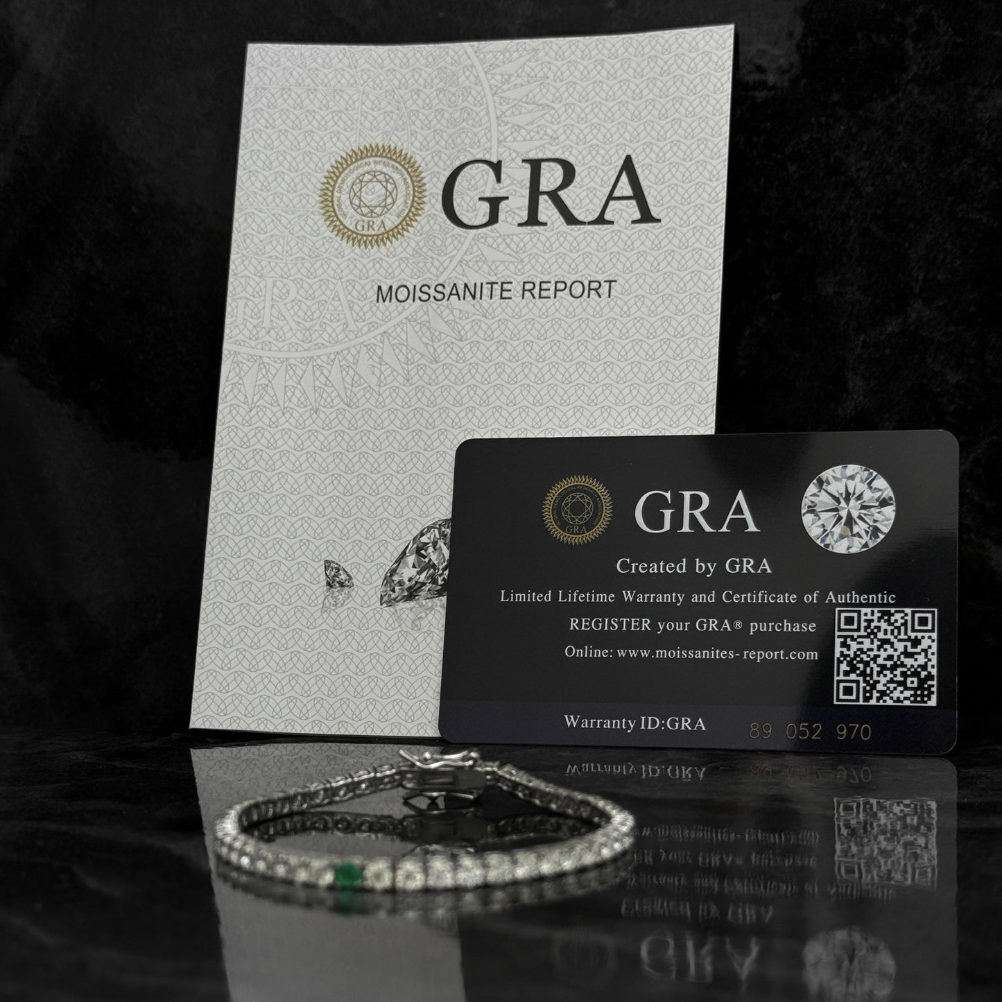 3mm Tennis Bracelet / Moissanites / Emerald / 925 Silver