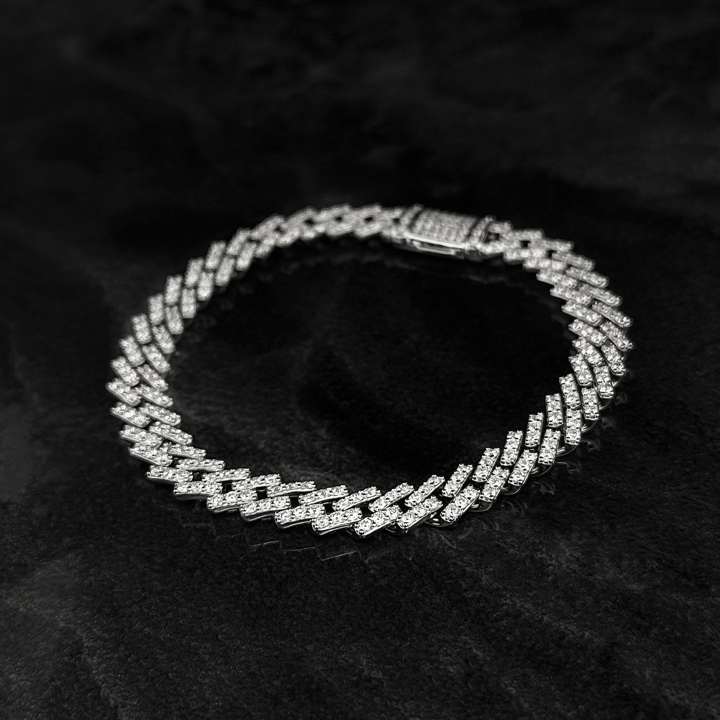Pulsera Cubana Exclusiva 8mm / Moissanitas Lab / Plata 925
