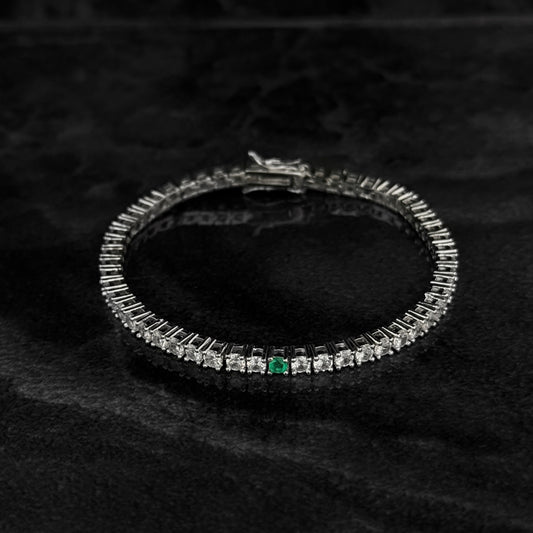 Pulsera Tenis 18cm x 3mm / Esmeralda Colombiana / Circones / Plata 925