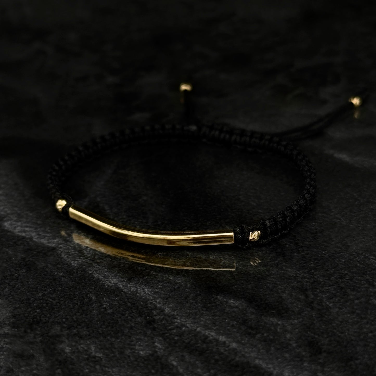 Pulsera Tejida de Lujo / Tubo & Balines Oro 18K