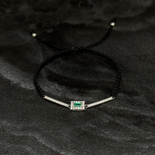 Pulsera Tejida / Esmeralda Colombiana / Plata 925