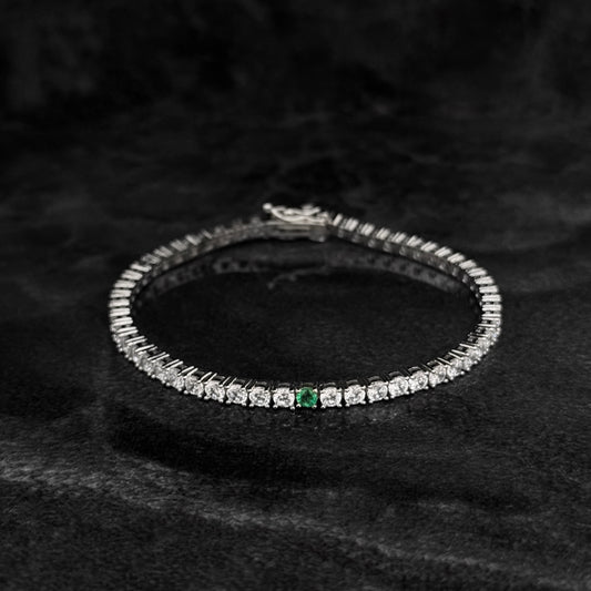 Pulsera Tenis 18.5cm x 3mm / Esmeralda Colombiana / Circones / Plata 925