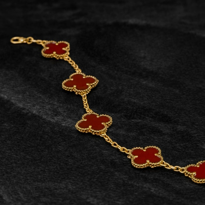 Pulsera Lucky Clover “Red” / Oro Amarillo 18K