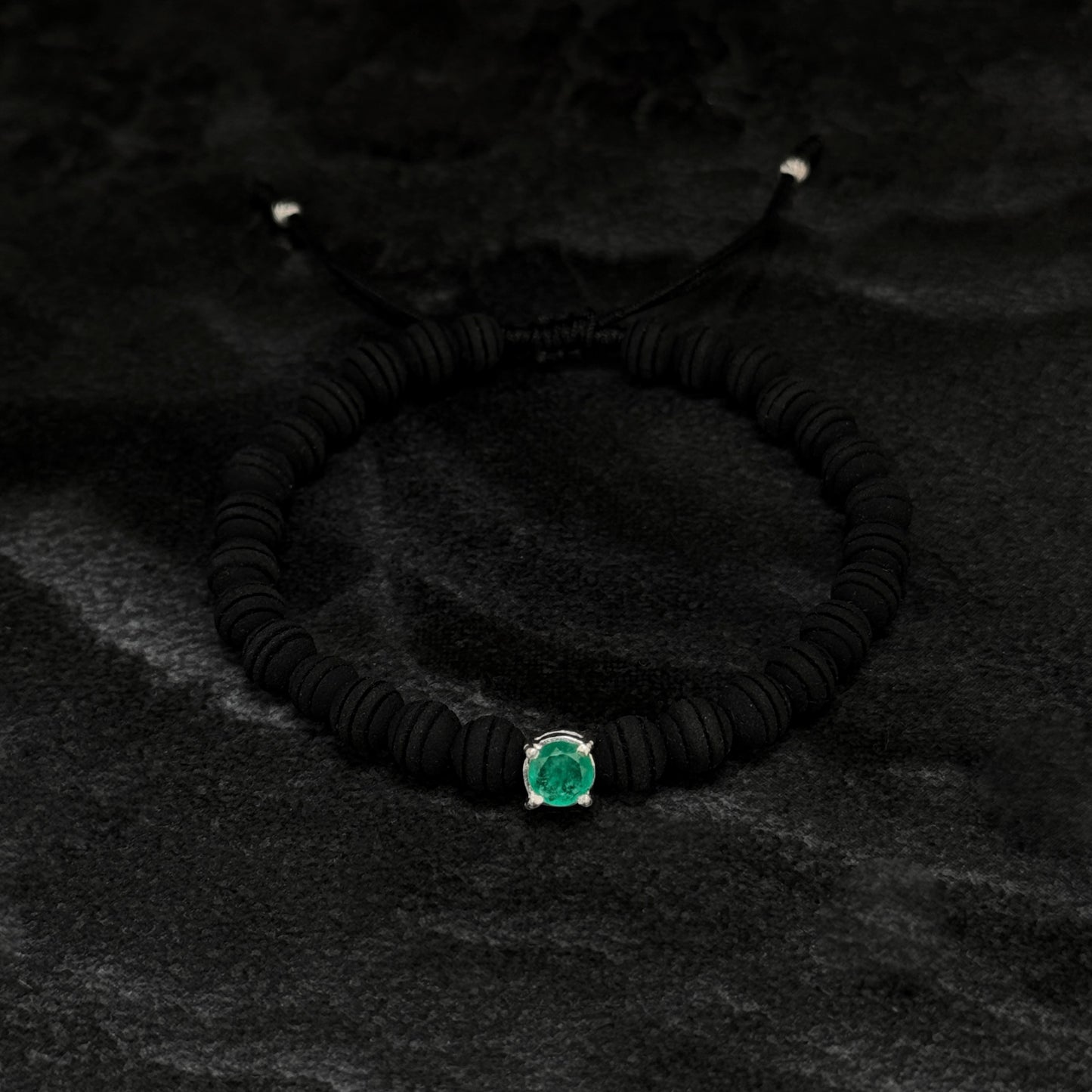 Pulsera Tejida / Esmeralda Colombiana / Plata 925