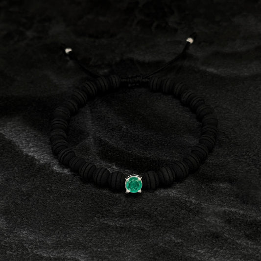 Pulsera Tejida / Esmeralda Colombiana / Plata 925