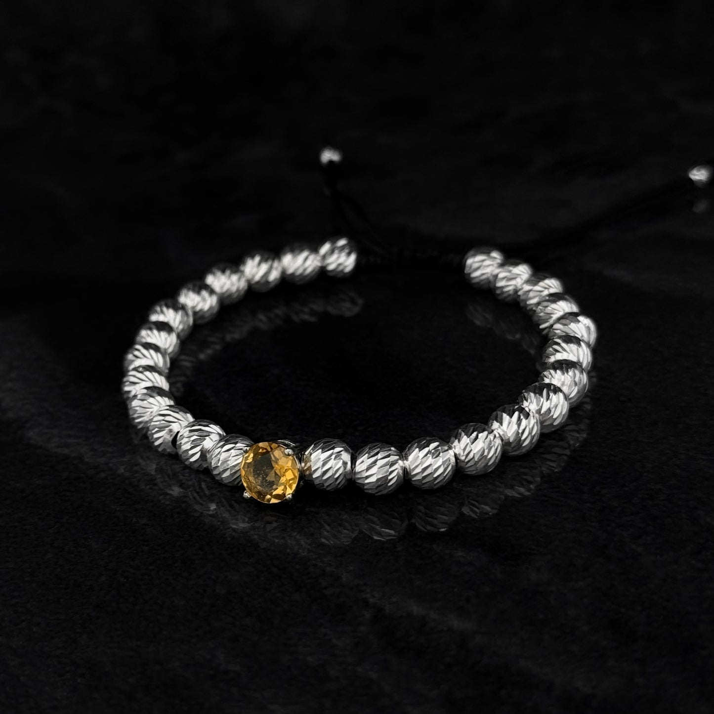 Pulsera Tejida de Lujo / Citrino Natural / Plata 925