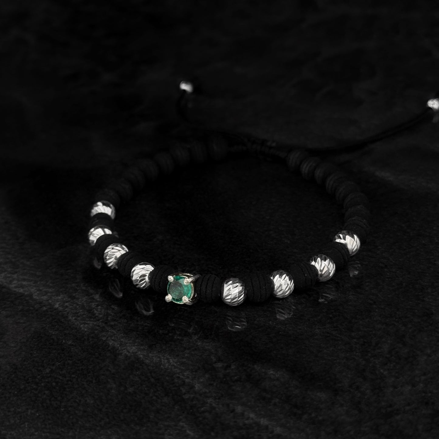 Pulsera Tejida de Lujo / Esmeralda Colombiana / Plata 925