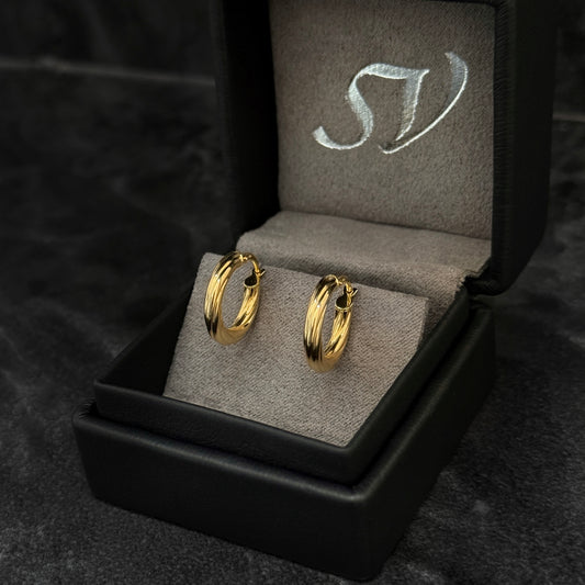 Candongas de Lujo 16 mm x 3 mm / Oro 18K
