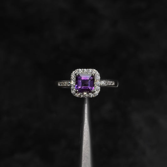 Anillo de Lujo #7 / Amatista Natural / Plata 925