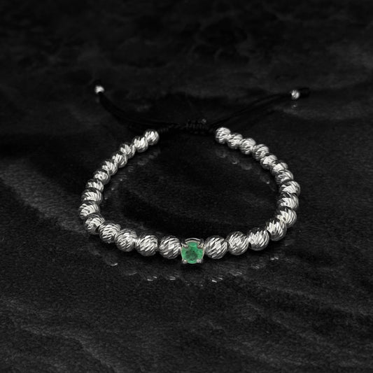 Pulsera Tejida / Esmeralda Colombiana / Plata 925